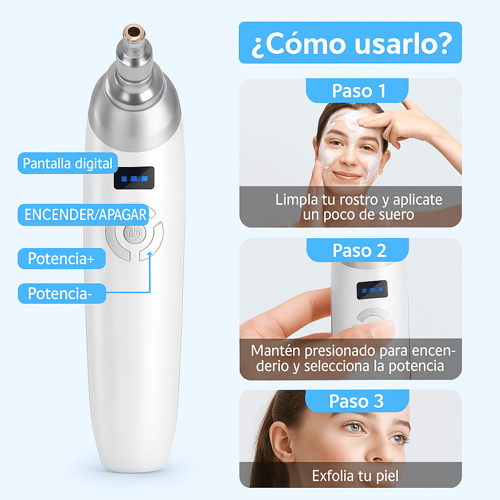 EQUIPO DERMOABRASION PORTATIL BATERIA RECARGABLE PUNTOS NEGROS