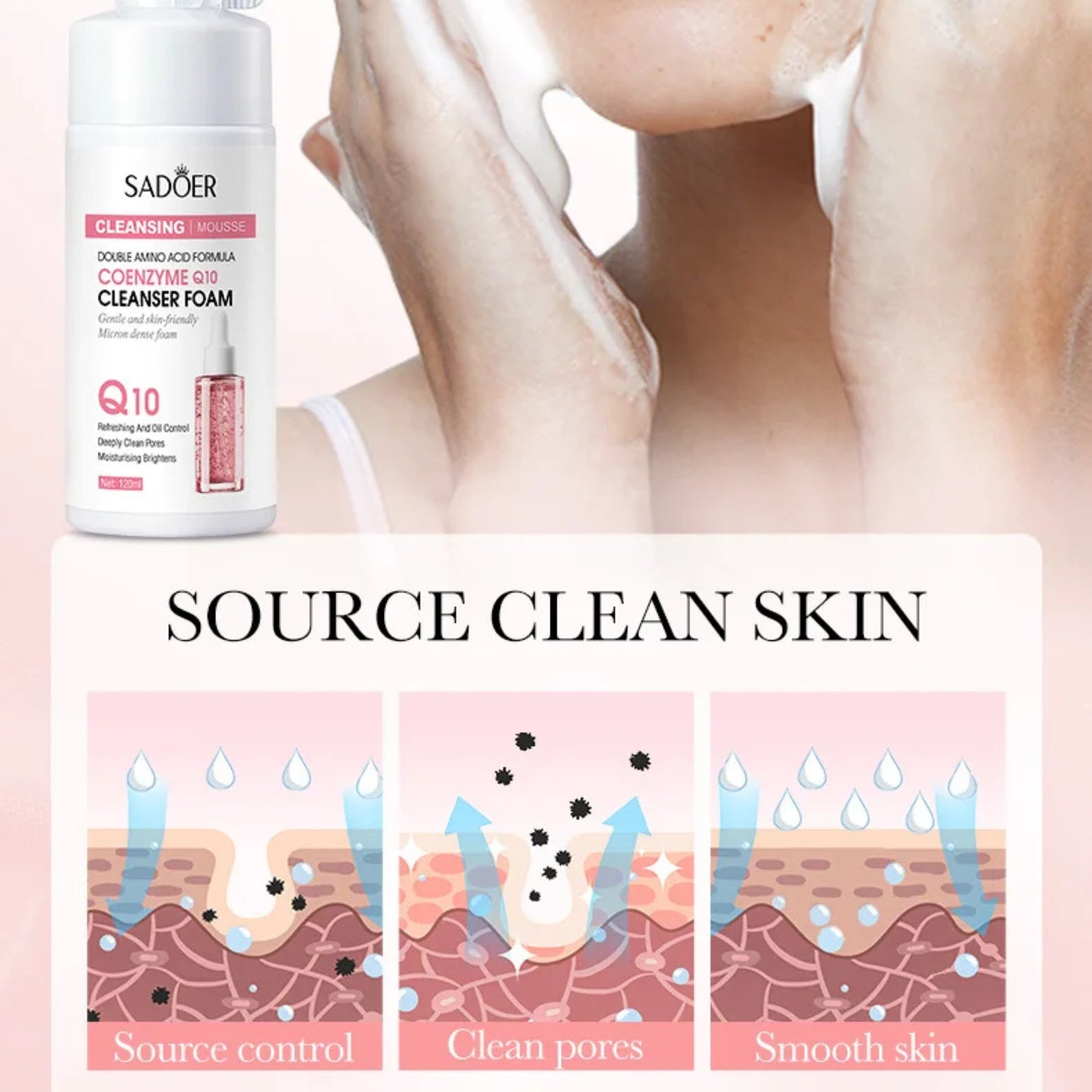 ESPUMA LIMPIADORA FACIAL FOAM SADOER 120MLCUIDADO DE LA PIEL