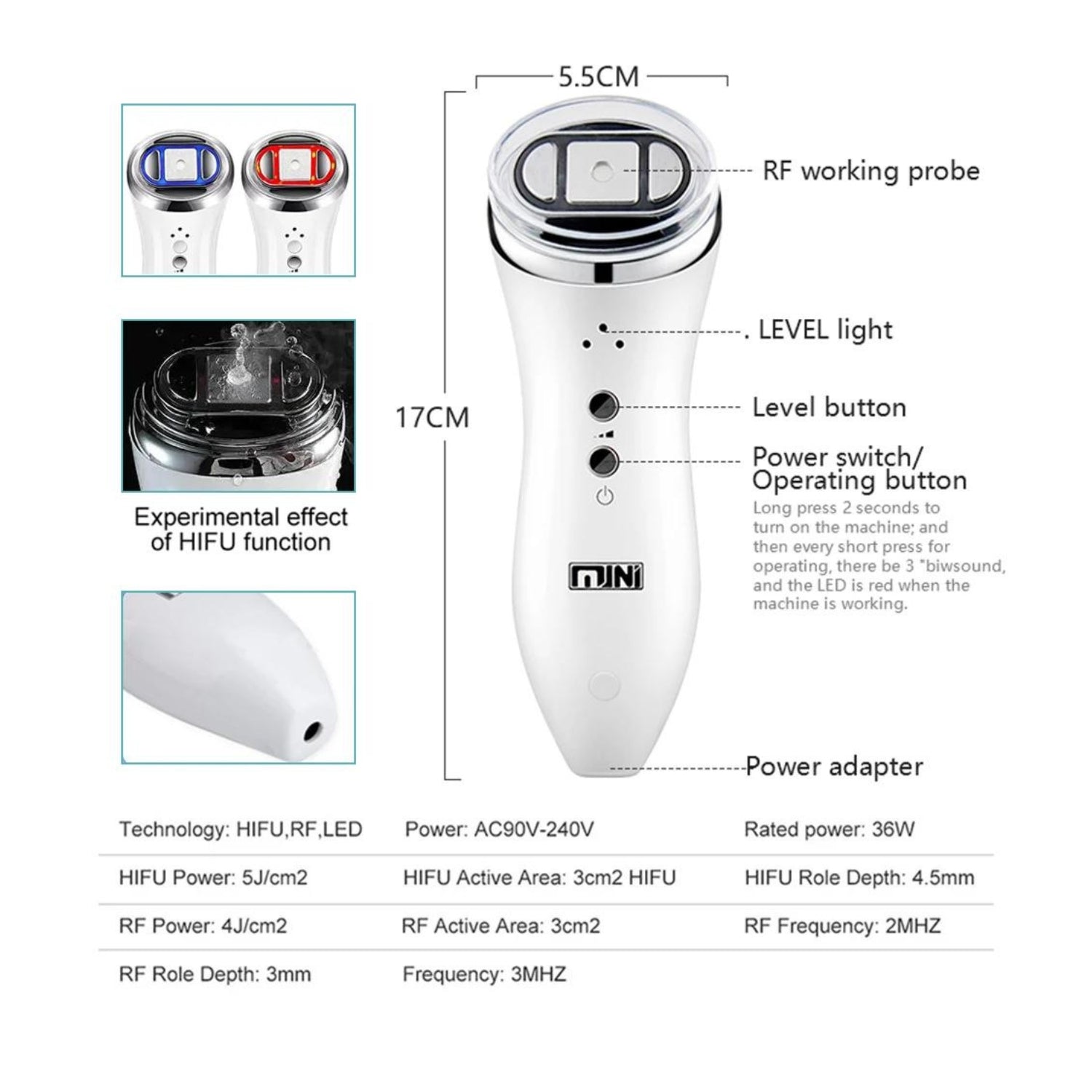 MINI HIFU PORTATIL FACIAL ANTIEDADEquipo AntiedadIEF - CLINIC LABORATORIOS