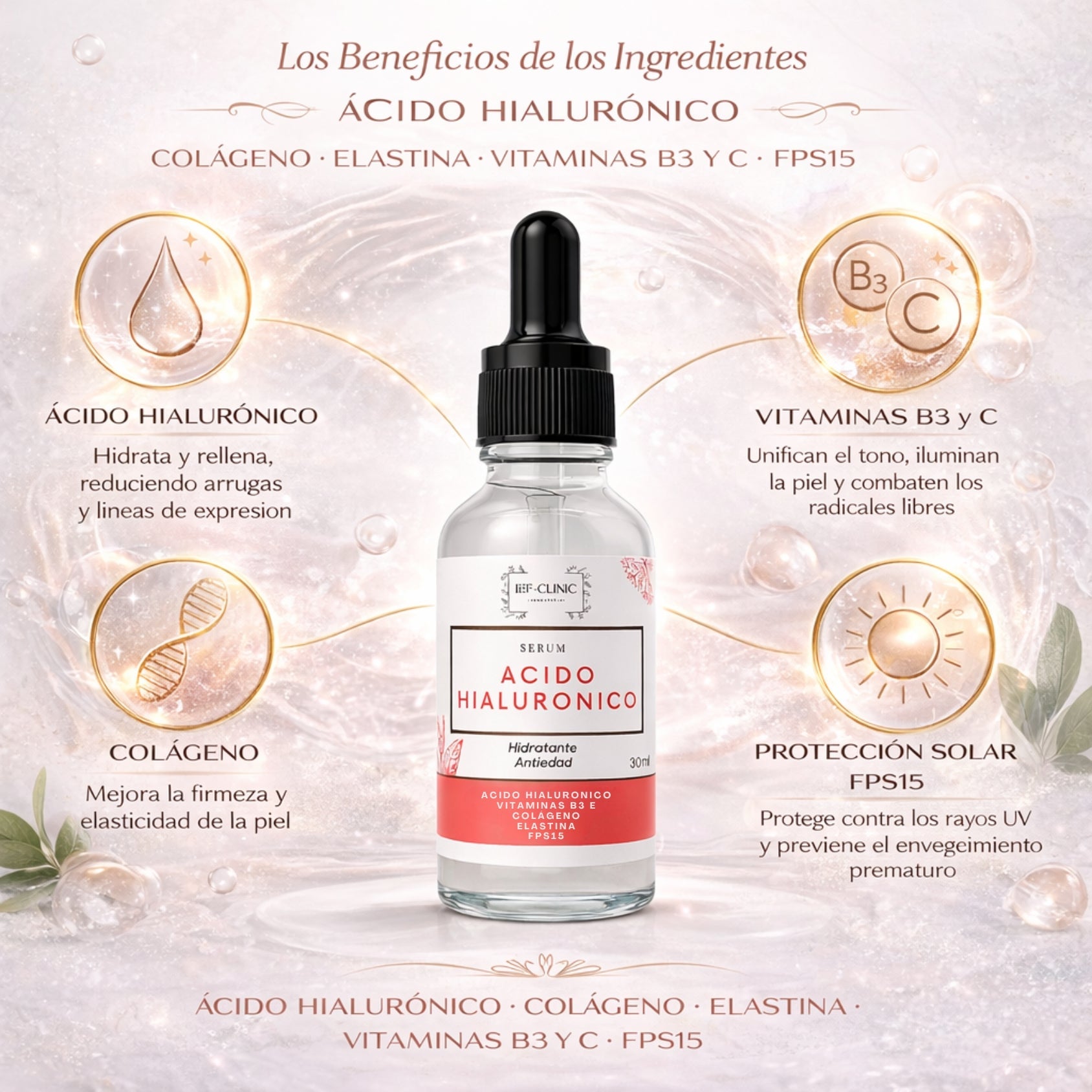 SERUM ACIDO HIALURONICO HIDRATACION ANTIEDAD 30ML BASICSerum