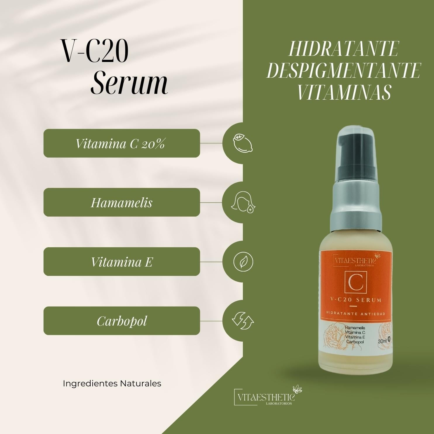 V - C20 SERUM CON VITAMINA C VITAMINAS Y BLOQUEDOR SOLARCUIDADO DE LA PIELIEF - CLINIC LABORATORIOS