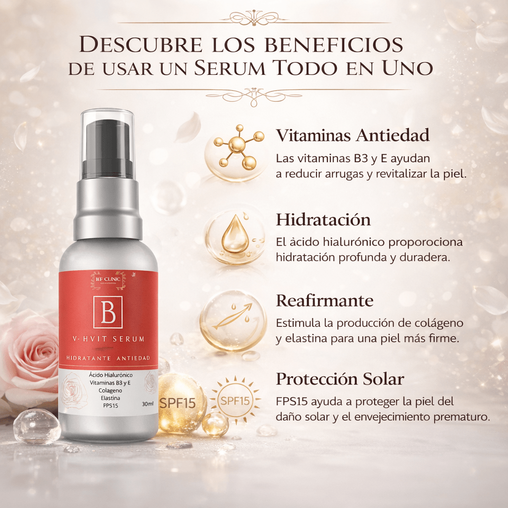 V - HVIT SERUM ANTIEDAD Y PROTECCIÓN SOLAR TODO EN UNOCUIDADO DE LA PIEL