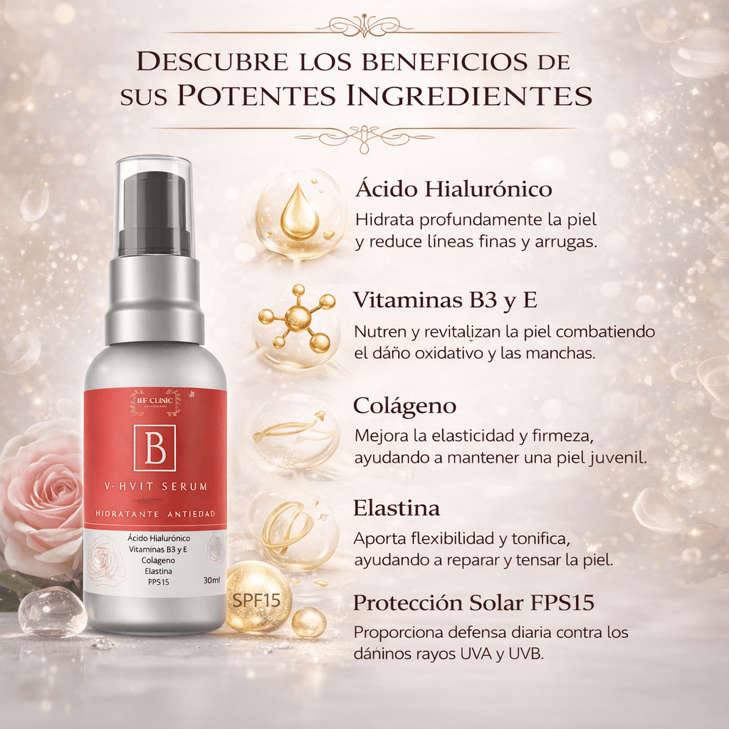V - HVIT SERUM ANTIEDAD Y PROTECCIÓN SOLAR TODO EN UNOCUIDADO DE LA PIEL