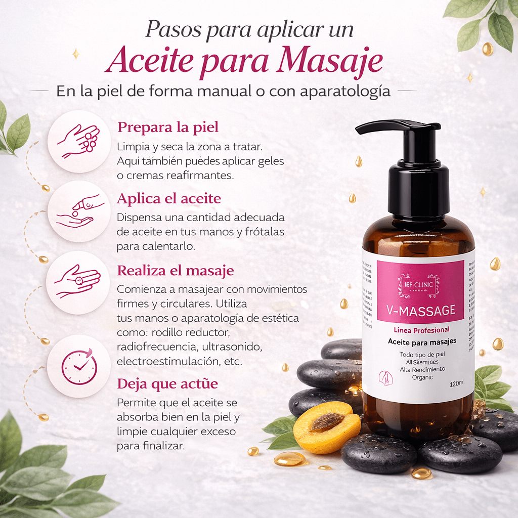 V - MASSAGE ORGANICO ACEITE PARA MASAJE MANUAL Y APARATOLOGIACUIDADO DE LA PIEL