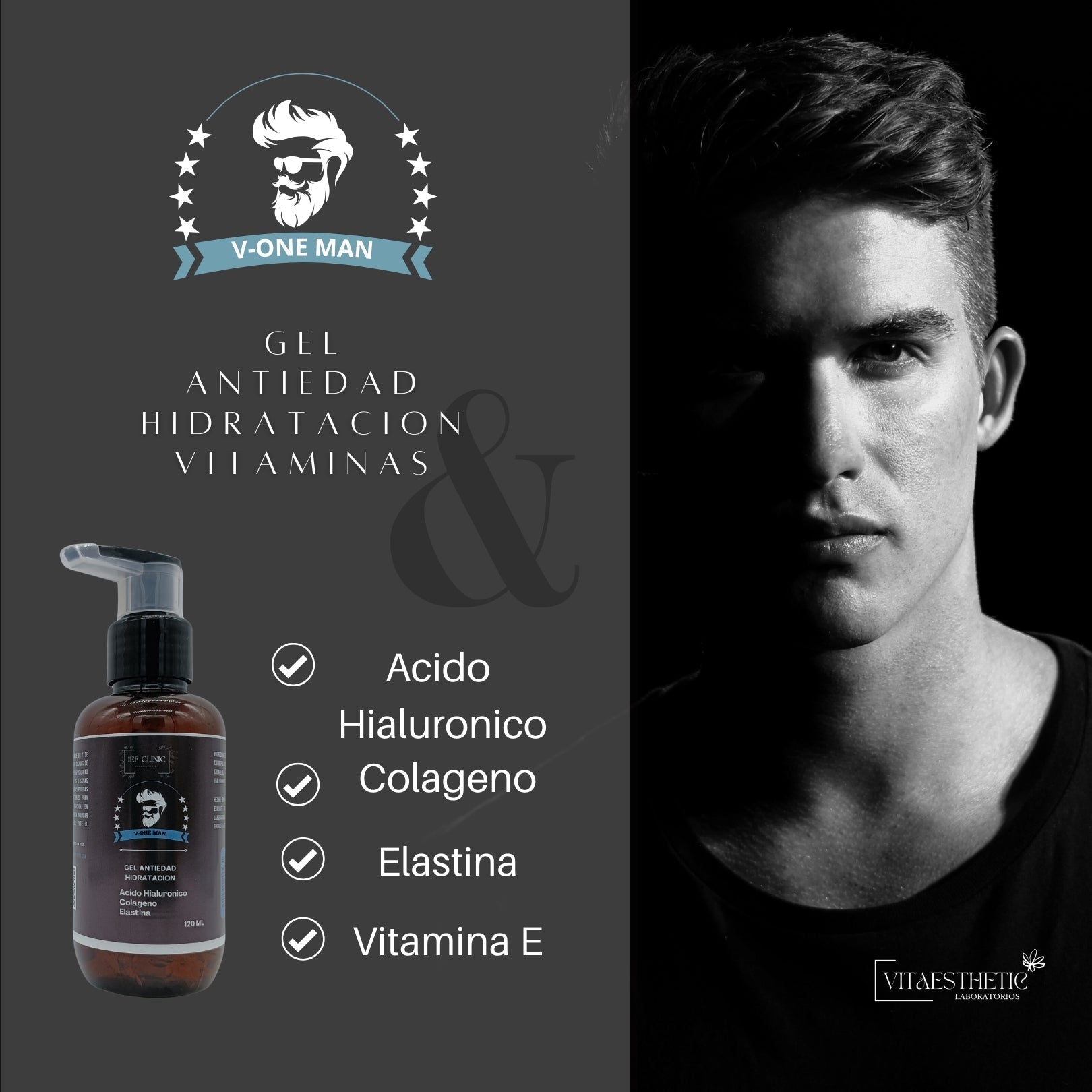 V - ONE MAN GEL ANTIEDAD TODO EN UNO PARA CABALLEROSCUIDADO DE LA PIELIEF - CLINIC LABORATORIOS