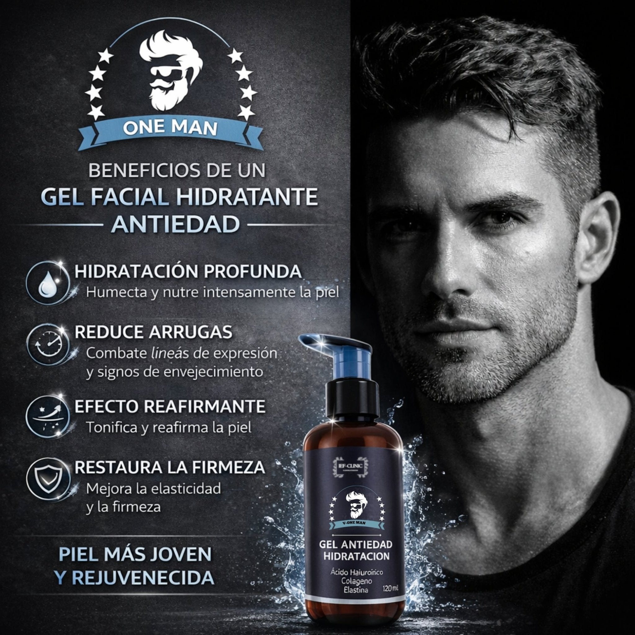 V - ONE MAN GEL ANTIEDAD TODO EN UNO PARA CABALLEROSCUIDADO DE LA PIEL