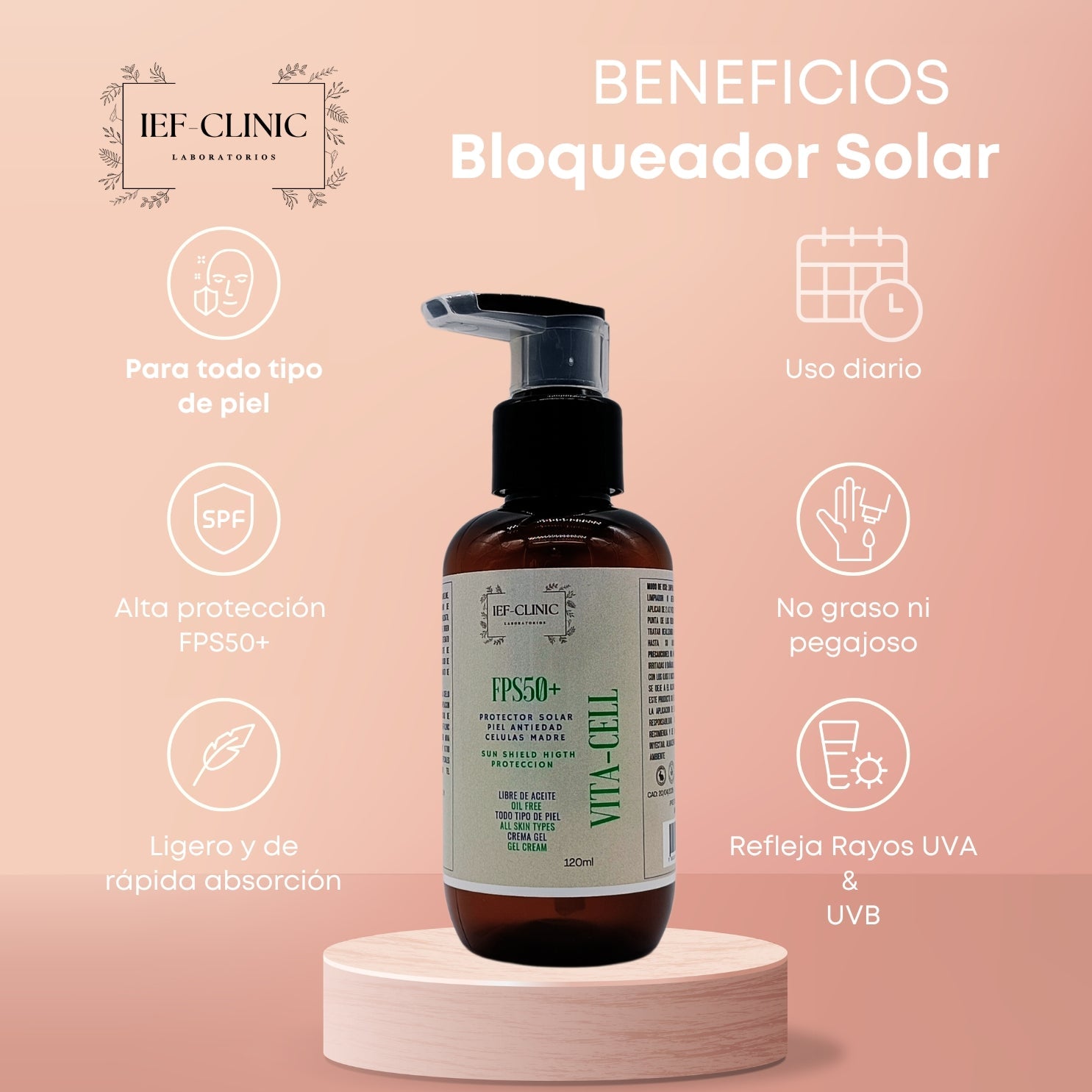 VITA- CELL PROTECTOR SOLAR ANTIEDAD CELULAS MADRE – IEF-CLINIC LABORATORIOS